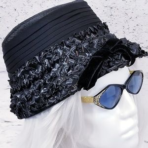 VINTAGE Black Ribbon Retro Hat